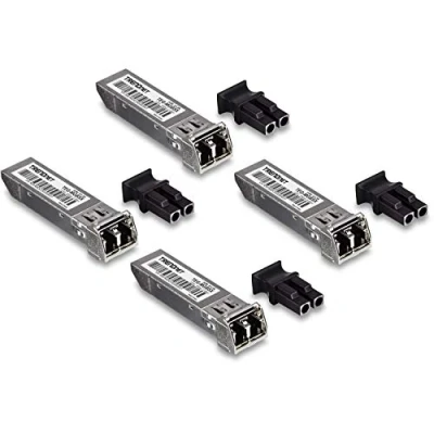 Imagen de TRENDnet Módulo LC multimodo SFP, Paquete de 4, TEG MGBSX/4, transmisión hasta 550 m (1804 pies), Mini GBIC, conexión en Caliente, IEEE 802.3z Gigabit Ethernet, soporta 1.25 Gbps