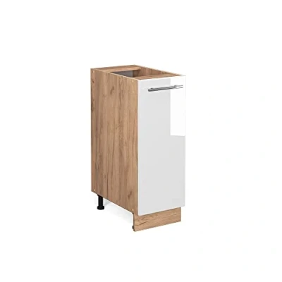 Imagen de Vicco Armario de Farmacia Fame Line, Blanco Alto Brillo/Roble Dorado, 30 cm sin encimera