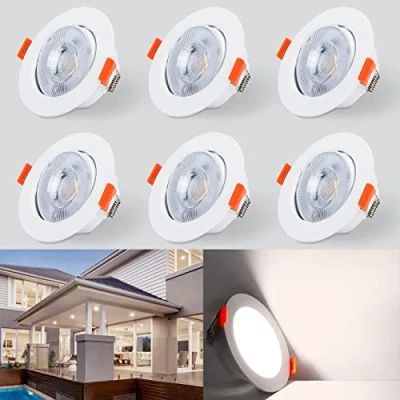 Imagen de Kambo Focos Empotrables LED Techo, 6W Blanco Natural 4000K 610LM Redondo Ø70 80mm Ángulo Rotable 40 AC85 285V Downlight Ojos de Buey 6PCS