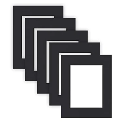 Imagen de nielsen Conservation Passepartout cartón 1,5 mm, juego de 5, tamaño exterior 24x30 cm para cuadro 15x20 cm, negro liso