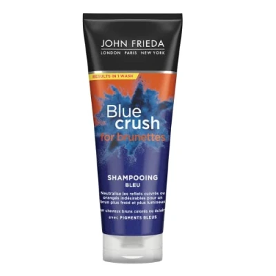 Imagen de John Frieda Blue Crush Intensive Shampoo 250 ml, champú tonificante para cabello castaño, antilatón morenas con pigmentos azules aplastados