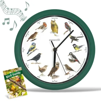 Imagen de STARLYF Reloj de Pared con Sonidos Reales pajaros Birdsong Clock, Instalación fácil, Grabaciones Originales, Se silencia en horario Nocturno (25x25)