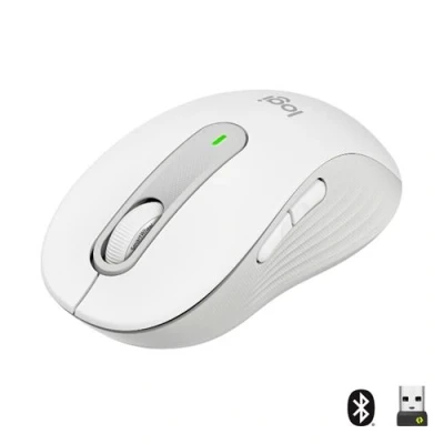 Imagen de Ratón inalámbrico Logitech M650 Signature, Clics silenciosos, Botones personalizables, Bluetooth USB, Multisistema, Pilas 2 años, Blanco