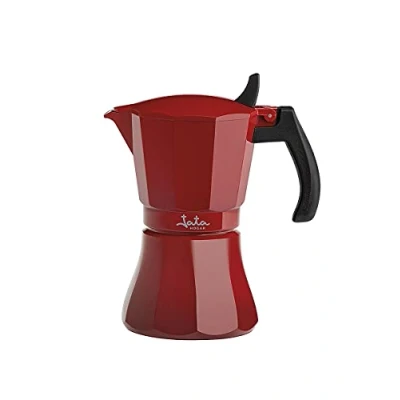 Imagen de Jata HCAF2006 Cafetera Italiana Inducción, Capacidad 6 Tazas, Apta para Todo Tipo de Cocinas, Cuerpo Aluminio, Roja