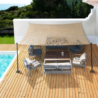 Imagen de IDMarket Vela de sombra rectangular (3 x 4 m, diseño sombra, color beige