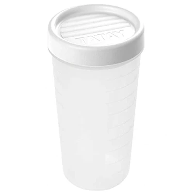 Imagen de Tatay Fiambrera de Alimentos, Hermética, Tapa Rosca, Libre BPA, Apto Microondas y Lavavajillas, Color Blanco. Medidas: 8,5 x 16,5 cm, 0.6L Capacidad