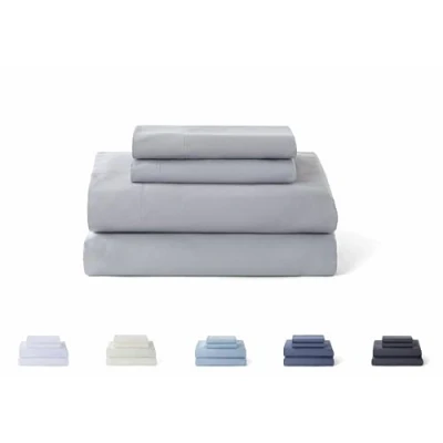 Imagen de Todocama Juego de Sábanas 4 Piezas 5003 Sábana Bajera Ajustable Encimera Dos Fundas Almohada 50x80cm. (Cama 90x190/200 cm, Gris Claro)