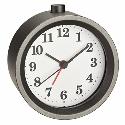 Imagen de TFA Dostmann analógico de Metal 60.1026 con Movimiento silencioso, Alarma Despertador función repetición, Color Gris, (L) 95 x (B) 50 (H) 100 mm