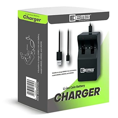 Imagen de 3.7V 45mAh LIR2032 Batería recargable de iones litio con certificado UL para auriculares Bluetooth Control Juego Luz (cargador)