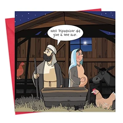 Imagen de Twizler tarjeta de Navidad con mensaje &quot;Mary &amp; Joseph&quot;, felicitación navideña, Navidad, divertidas tarjetas