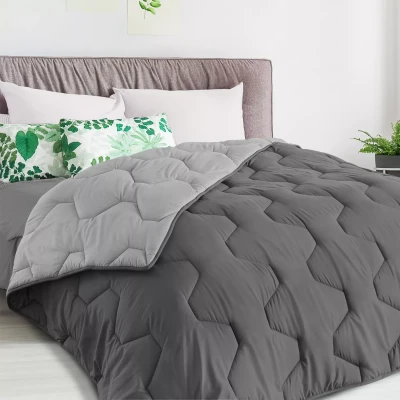 Imagen de IDMarket Edredón Bicolor Gris Oscuro y Gris, 220 x 240 cm, 300 g