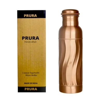 Imagen de PRURA Botella para agua de cobre, recipiente cobre puro ayurvédico a prueba fugas, color Diseño 15, tamaño 900ml/30oz, volumen 900.0milliliters