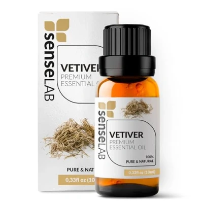 Imagen de SenseLAB Aceite Esencial de Vetiver Indio Natural 100% Puro Grado Terapéutico para Difusor Aromaterapia Concentración y Alivio la Tensión Aromático (10 ml)