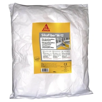 Imagen de Sika fibras de polipropileno 12 mm SikaFiber M12 para reforzar y revestir estructuras hormigón mortero reduce las fisuras 600 g