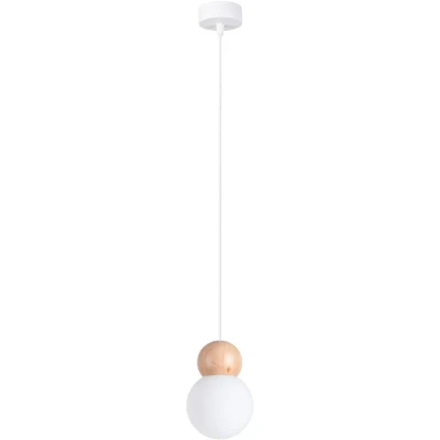 Imagen de SOLLUX lighting Luminaria Colgante PEKKA Montaje en techo decorativa Lámpara LED Bajo consumo G9, 1x max 8W, 230V, 50Hz, IP20 Blanco/Madera natural 11x11x124cm
