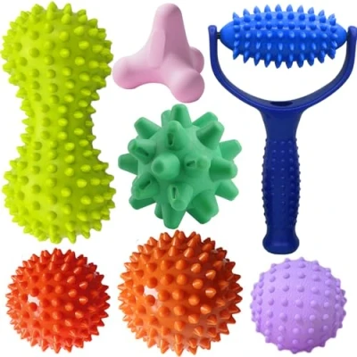 Imagen de Pelota masaje de set pies,bolas puntiagudas, bola erizo maní, fascial 4 esquinas, fascia, rodillo para fascitis plantar, terapia punto activación