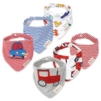 Imagen de Minizone 6 Piezas Baberos Recién nacido Bandana Bebé Absorbente y Suave Algodón Bufandas para Niños 0 3 Años