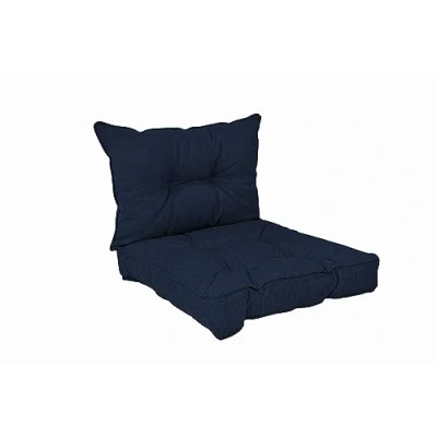 Imagen de POKAR Cojines Lounge Exterior Cojin Asiento Muebles Jardín para Silla, Set de 2: 60x60x10 cm + Respaldo 60x40x10 cm, Azul Oscuro