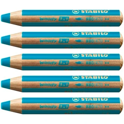 Imagen de Lápiz de Color multifunción STABILO Woody 3 en 1 Caja con 5 unidades turquesa