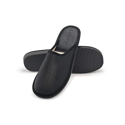 Imagen de ESTRO Zapatillas Casa Hombre Verano Pantuflas Cuero Abiertas con Suela de Memoria F19 (Negro F20, 43 EU)