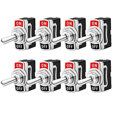 Imagen de FULARR 8Pcs Profesional Coche Interruptor Palanca, ON OFF 2 Posiciones Pines SPST Metal Auto Conmutador Basculante, para Camión Barco 15A 250VAC / 20A 125VAC