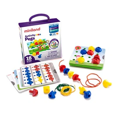 Imagen de Miniland Activity Pegs Completo Juego de Clavijas Tipo Mosaico, Multicolor (31787)