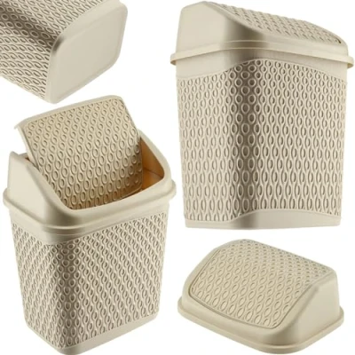 Imagen de KADAX cubo de basura con tapa basculante, tapa, plástico, abatible (beige)