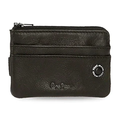 Imagen de Pepe Jeans Badge Monedero con Tarjetero Negro 11x7x1,5 cms Piel