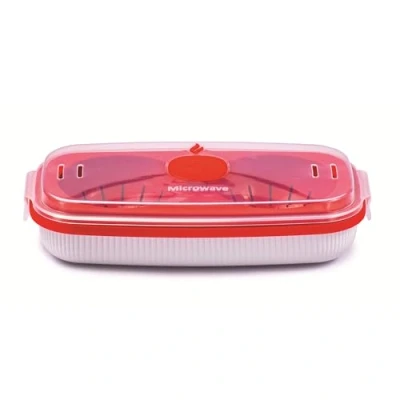 Imagen de Snips, Cocedor de huevos para Microondas, Vaporera Microondas 0.75 LT, Cocinar Vapor 24 x 12.5 6 cm, Color Blanco y rojo, Made in Italy