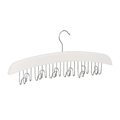 Imagen de Relaxdays Correa Percha Cinturones 12 Ganchos, Colgador Giratorio para Accesorios, Madera, 5x43x5,5 cm, Blanco y Plateado, 17,5 x 43 5,5 cm