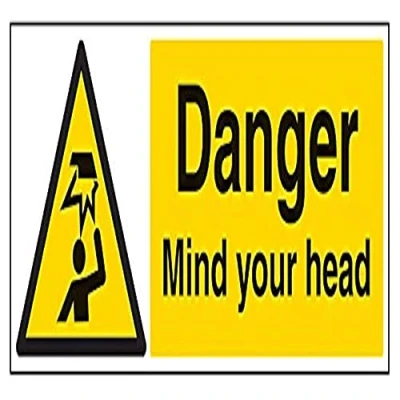 Imagen de vsafety 63034bp s &quot;Danger Mind tu cabeza&quot; alerta General señal, autoadhesivos, paisaje, 600 mm x 200 mm, color negro/amarillo