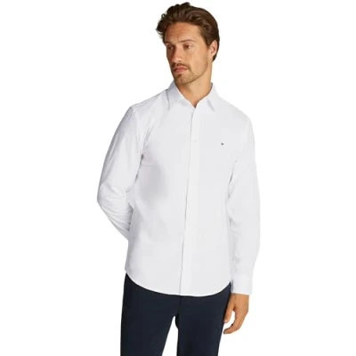 Imagen de Tommy Hilfiger Camisa Hombre Flex Poplin Kent Collar Business, Blanco (Optic White), L
