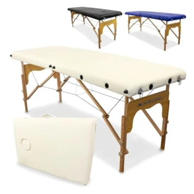 Imagen de Mobiclinic®, Camilla de Masaje Plegable, cm 01 Basic, Mesa, Profesional, Portátil, Madera, 2 Cuerpos, Marca Española, Regulable, 180x60 (Crema)