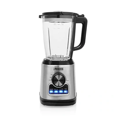 Imagen de Princess 212094 Batidora de vaso con jarra cristal 1,75 L, función batidos, autolimpieza, para picar hielo y turbo, 22,000 rpm, 1400 W
