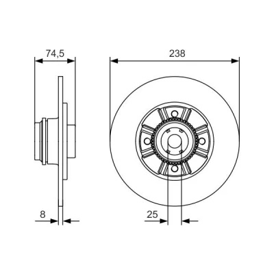 Imagen de BOSCH 0 986 479 A48 Disco de freno 238 8 4 100 macizo aceitado con cojinete rueda, anillo sensor ABS RENAULT: 19 II Hatchback, I Hatchback