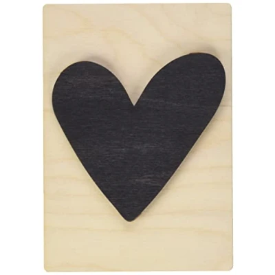 Imagen de Rayher Corazón de madera en 3D, negro, 10,5x14,8 cm, sobre cuadro madera, 63119576