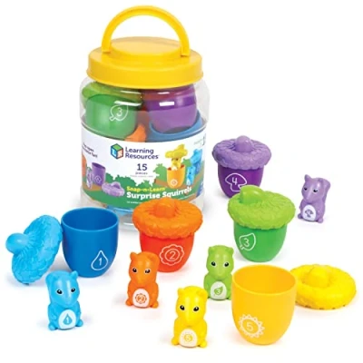 Imagen de Learning Resources Ardillas Sorpresa de Snap n Learn, Actividades didácticos y educativos, Juguetes para bebés niños pequeños, 15 Piezas, 18 + Meses, Multicolor, Talla única (LER6723)