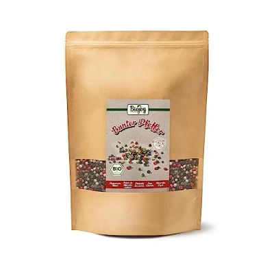 Imagen de Biojoy BIO pimienta de colores (1 kg), granos enteros y secos, en grano 4 colores, sin aditivos (blanco, rosa, verde, negra)
