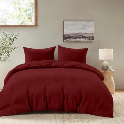 Imagen de Funda Nordica Cama 240x220 cm con 2 Almohada 80x80 Burdeos nordicas Adulto de 100% Microfibra. Certificada sin Productos Químicos (Oeko Tex)