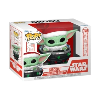 Imagen de Funko Pop! Star Wars: Mando Holiday Grogu (The Child, Baby Yoda) Pram The Mandalorian Figura de Vinilo Coleccionable Idea Regalo Mercancia Oficial Juguetes para Niños y Adultos