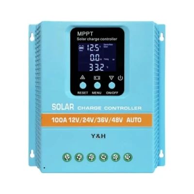 Imagen de Y&amp;H regulador de carga solar 100A 12V 24V 36V 48V pantalla LCD inteligente máx 100V entrada dual USB para plomo ácido/litio