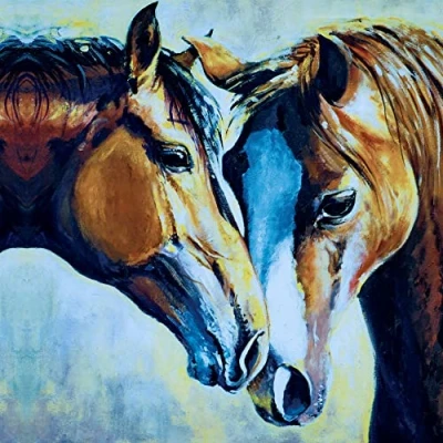 Imagen de 20 servilletas de dos caballos brillantes, animales, granja, decoración mesa, decoupage, técnica servilletas, 33 x cm