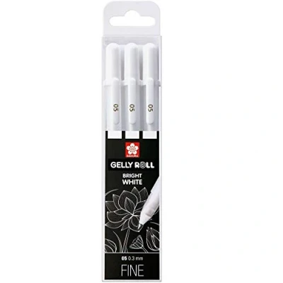 Imagen de SAKURA Rollo de gel, blanco, 3 bolígrafos, blanco brillante, en una funda, tamaño fino 05