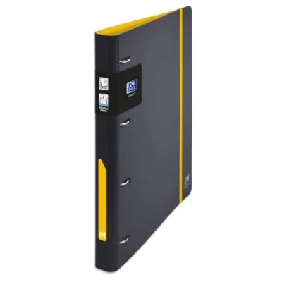 Imagen de OXFORD European Binder For Students A4 Espalda 30mm 4 anillos en D cubierta Polypro expandido bicolor, negro/amarillo