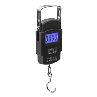 Imagen de QWORK® 50 kg Báscula digital básculas, bascula maletas, balanza maletas viaje, perfecta para medir pescado, equipaje, vida familiar, pilas no incluidas