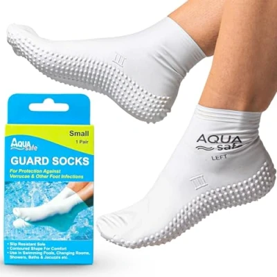 Imagen de Aquasafe Calcetines de Piscina Impermeables Contra las Verrugas Agua 100% Látex para Niños Antideslizantes Protectores