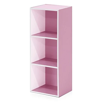 Imagen de Furinno 11003 Estanterías, Madera, Blanco/Rosa, 3 Compartimentos