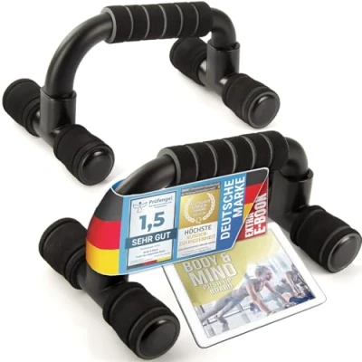 Imagen de Body &amp; Mind® Push Up agarres para flexiones; de entrenamiento compactos todo el cuerpo y flexiones eficaces; fuerza incl. libro electrónico gratuito