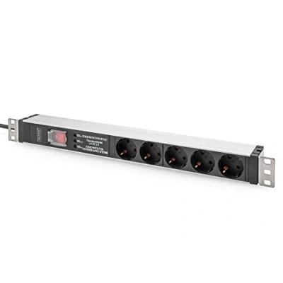 Imagen de DIGITUS Regleta 19&quot; 5 tomas 1U 250VAC 50/60Hz 16A Con filtro de red, protección contra sobretensiones e interruptor