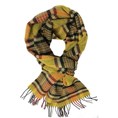 Imagen de bufanda de lana para hombre, invierno, cálida, a cuadros, moderna, multicolor, lana, 180 x 29 cm, fabricada en Alemania, amarillo, (L B) 30 cm